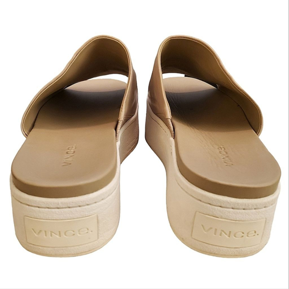 Vince Sandals (Size 8) Walford Tan Leather Flatform Platform Slide Rubber Sole - Picture 13 of 14